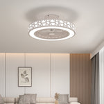 50cm Dia Led Ceiling Fan Light With Remote & App Control, Modern White Wrought Iron Ceiling Light