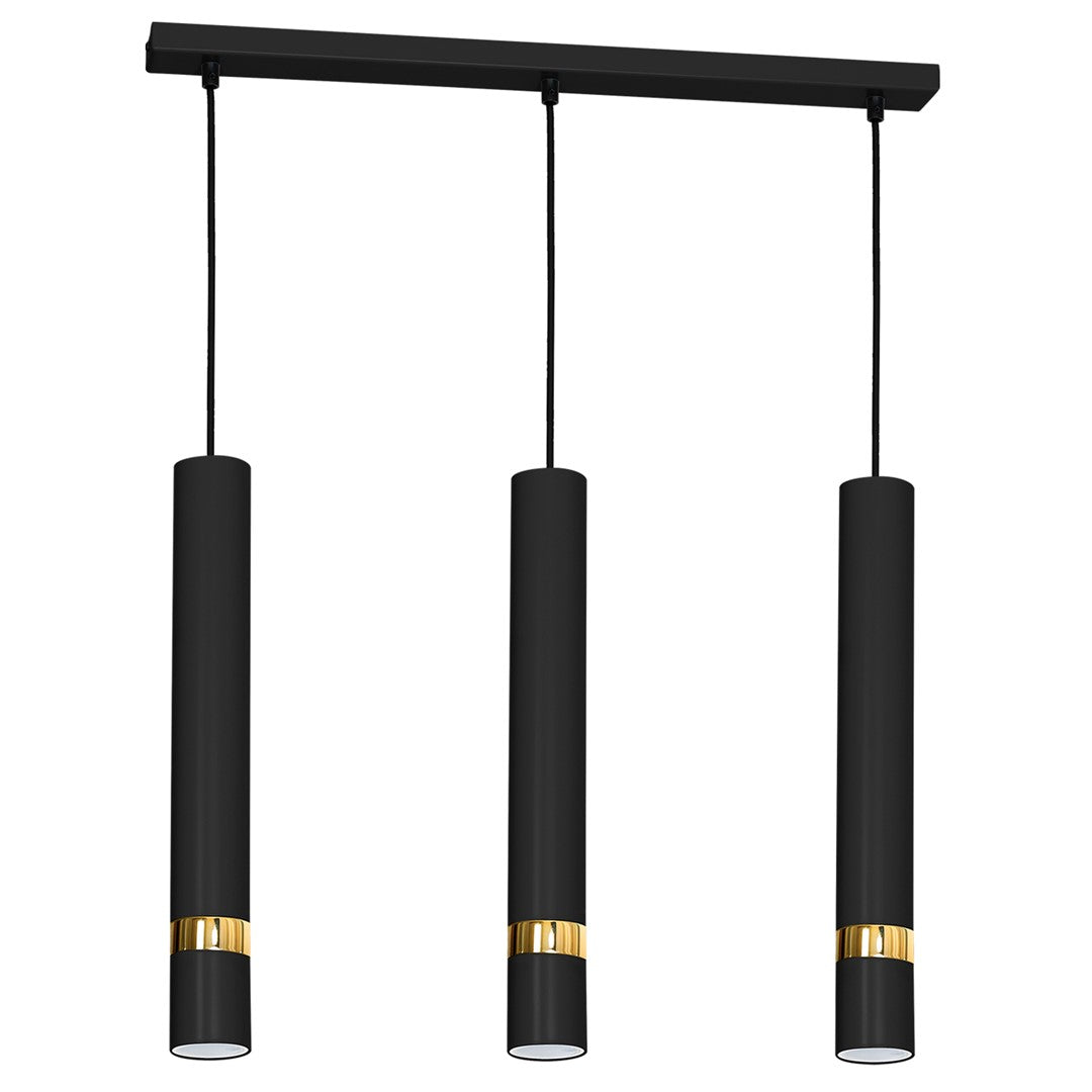 Joker Contemporary Pendant Lamp 3xgu10 Hand Made Cylindrical Style Light | Black & Gold