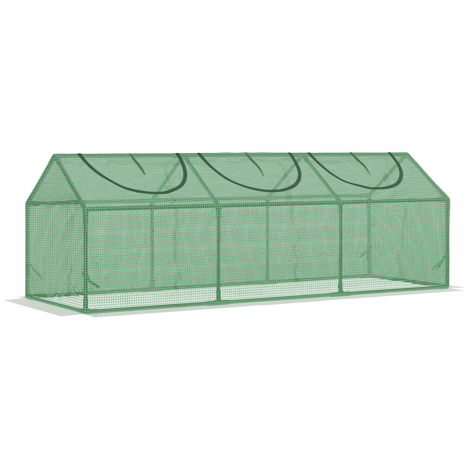 Mini Greenhouse W/ Pe Cover - 3 Windows Green