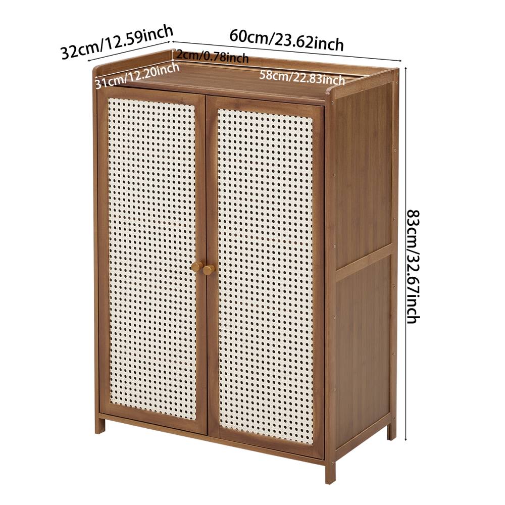 Bamboo And Shoe Cabinet – 2-door Textured Storage Unit With 6 Tiers For Neat And Stylish Entryway Organization