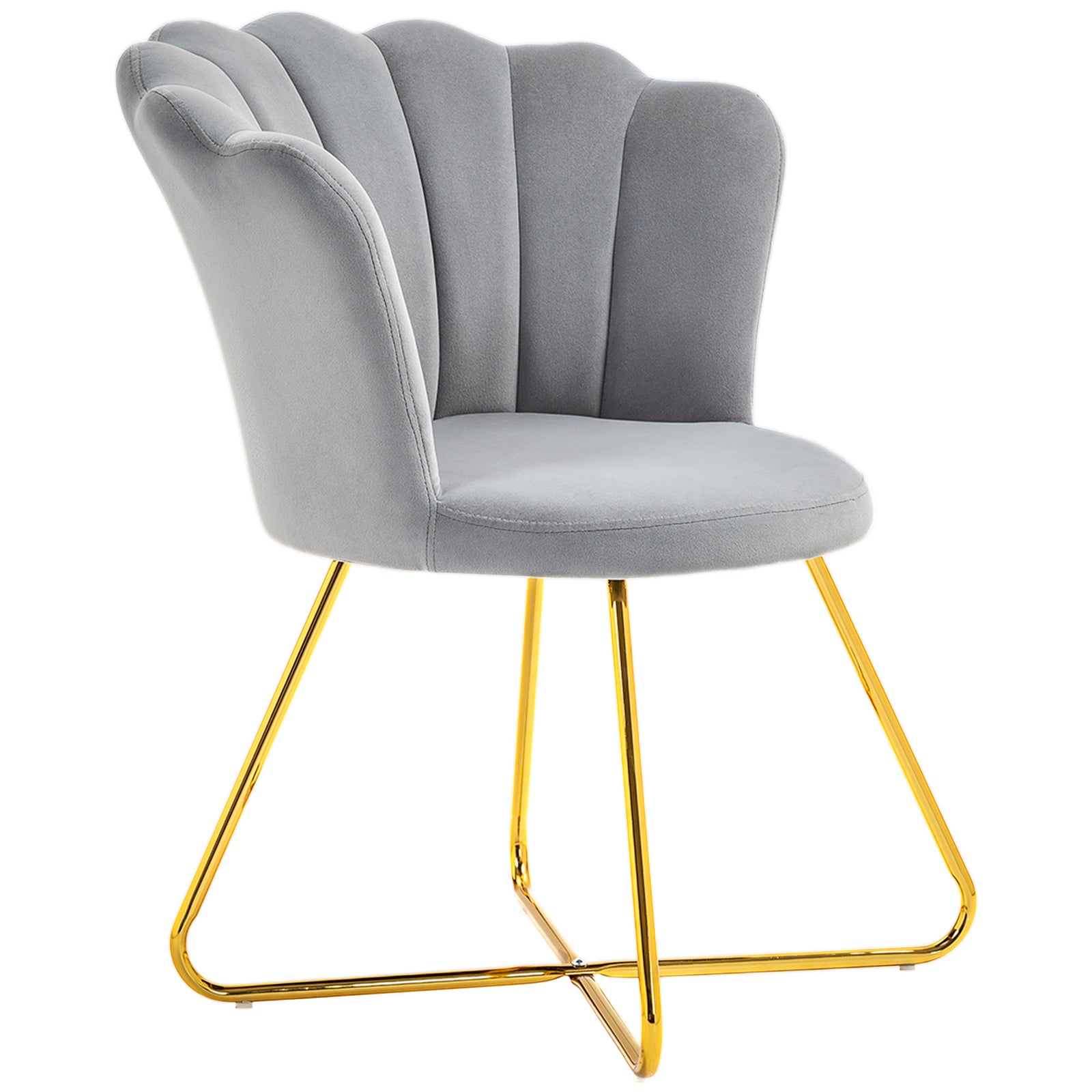 Accent Chair, Velvet Armchair With Lotus Backrest | One Size | Grey