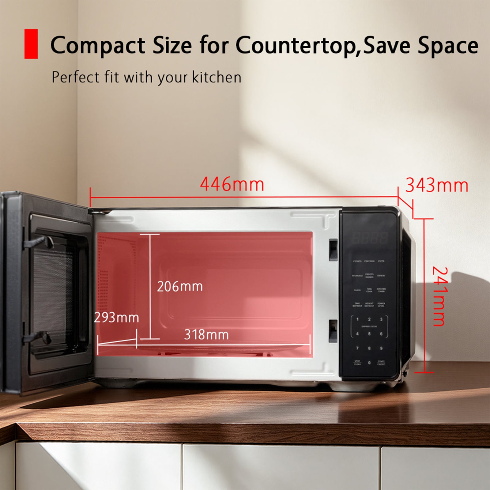 20l Digital Microwave Oven 700w With 6 Power Levels & Timer
