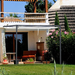 Outdoor Pergola Retractable Canopy Wall Mounted Gazebo | Cream