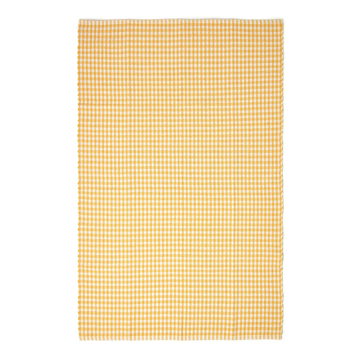 Cotton Gingham Check Rug Hand Woven | 170cm | Yellow