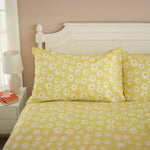 Lazy Daisy Cotton Duvet Set With Fresh Floral Printed Design | King | Yellow