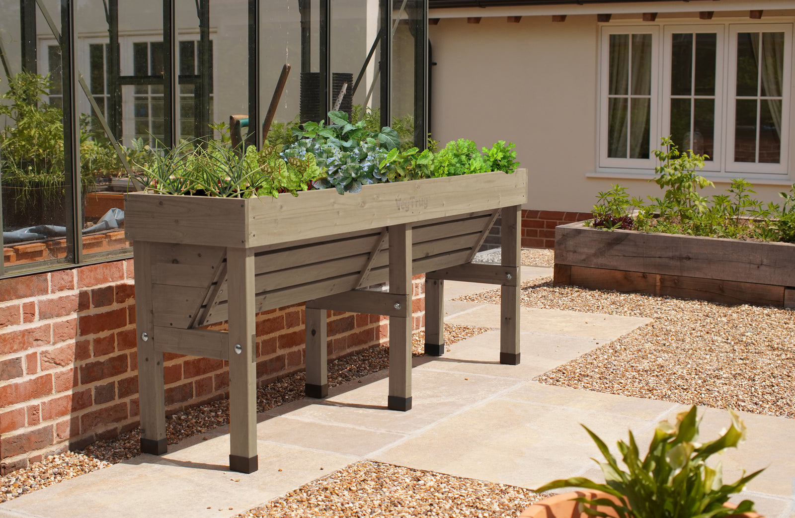 Raised Wooden Planter - Medium Wall Hugger | Grey