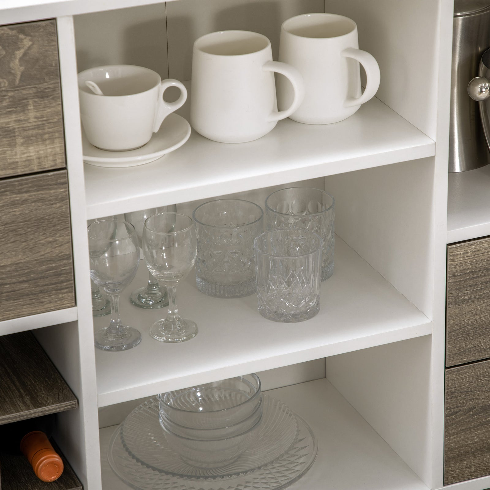 HOMCOM Kitchen Sideboard Storage Cabinet Removable Wine Holder