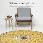 Luxury Outdoor Rug Waterproof Reversible Round For Garden Patio 100% Recycled, Yellow Rae