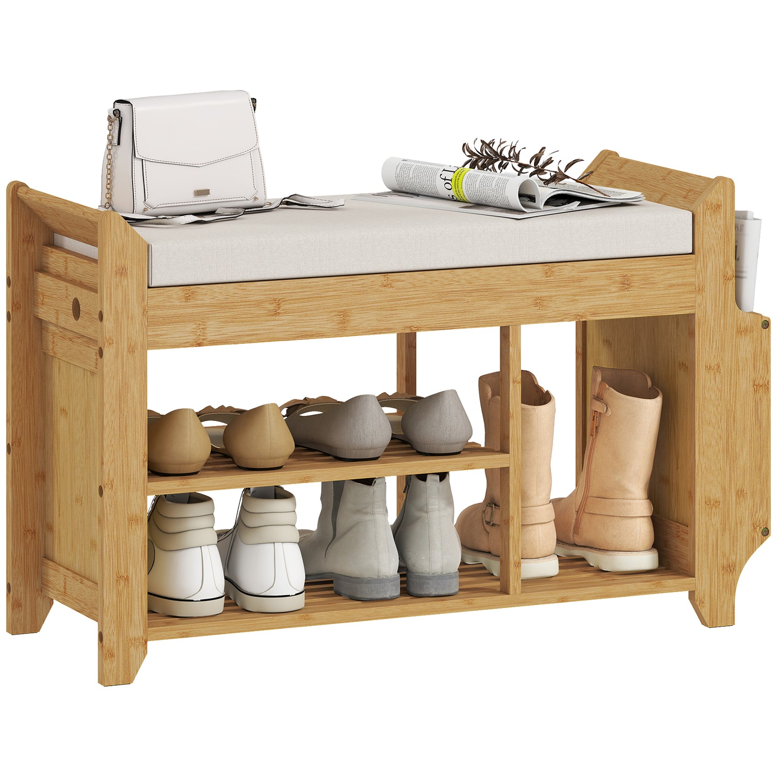 Shoe Bench Cushioned Seat 100 Cm | Natural