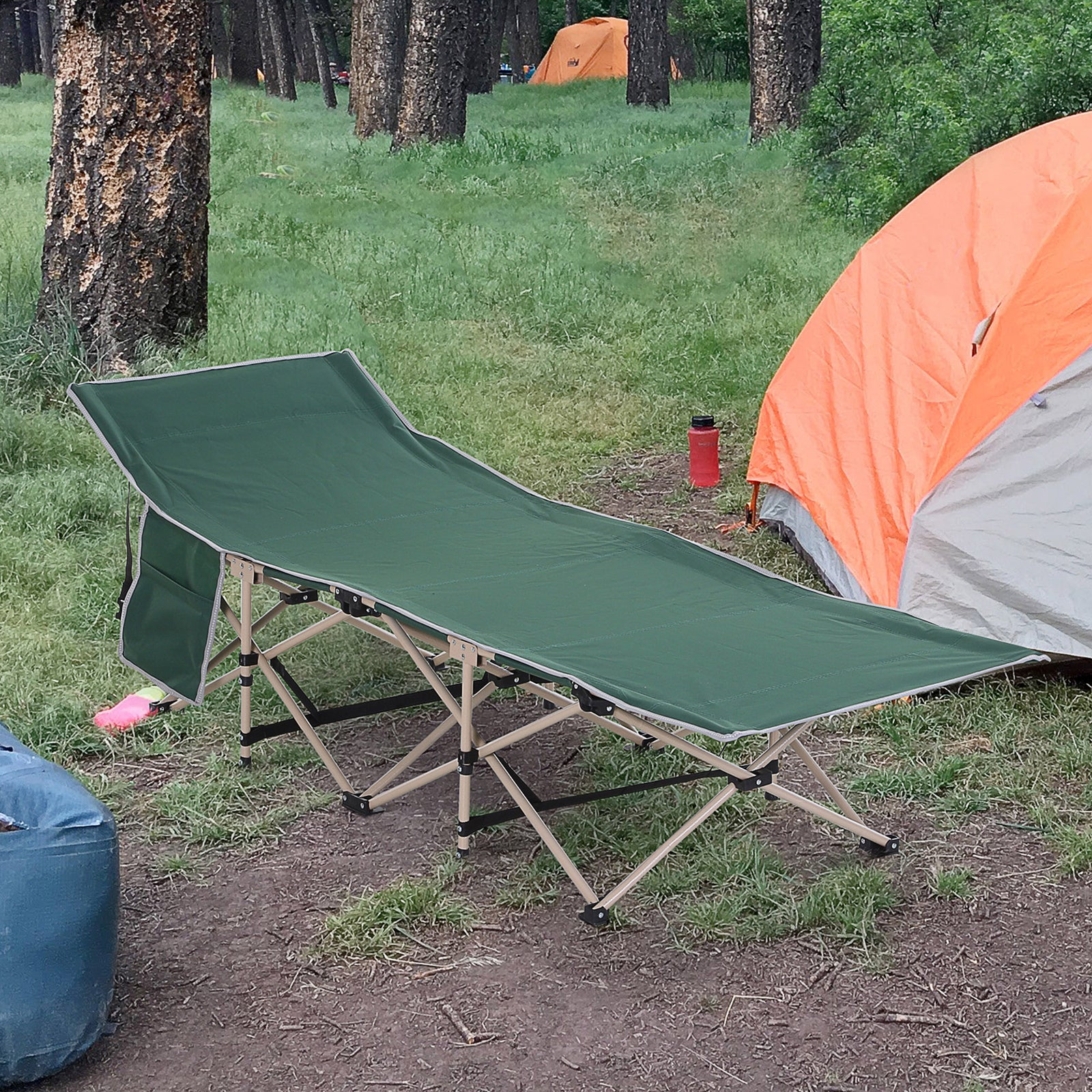 Single Person Folding Camping Cot Portable Camp Sleeping Bed | Green