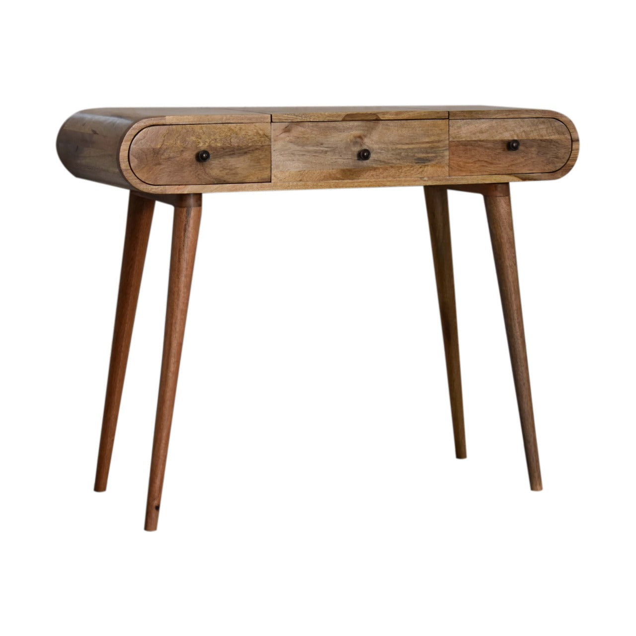 Solid Mango Wood Oak-ish Round Dressing Table