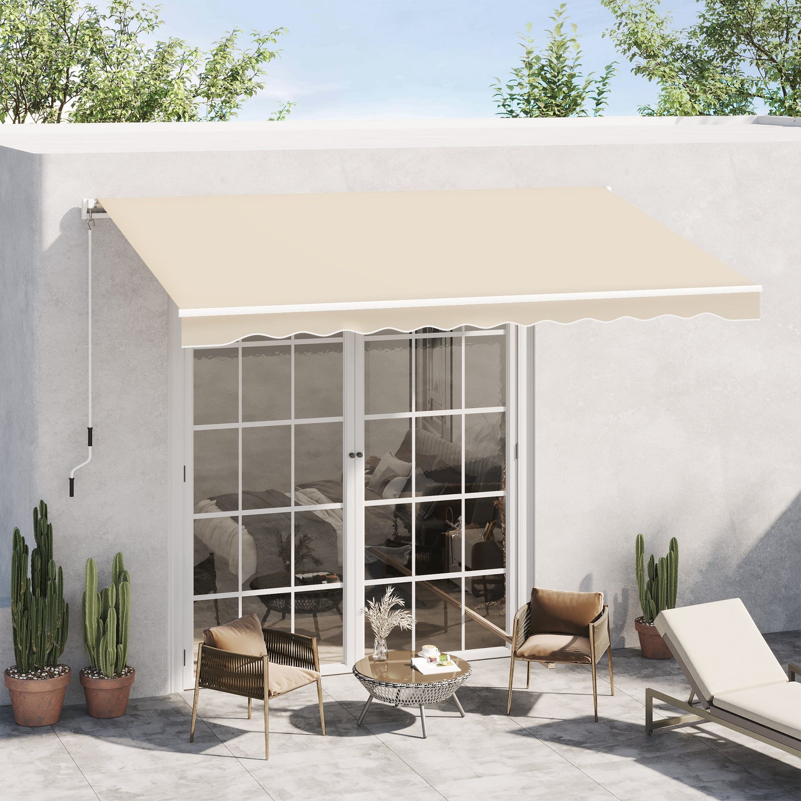 3.5x2.5m Manual Awning, Window/door, Retractable | Beige