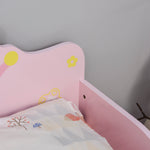 Kids Wooden Princess Crown & Flower Single Bed With Safety Side Rails Slats Pink
