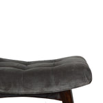Solid Wood Grey Cotton Velvet Curved Bench