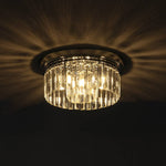 Modern Double Circle Crystal Chandelier Chrome Ceiling Light Droplet Crystal Shade Flush Mount Led Fixture | 35cm x 35cm
