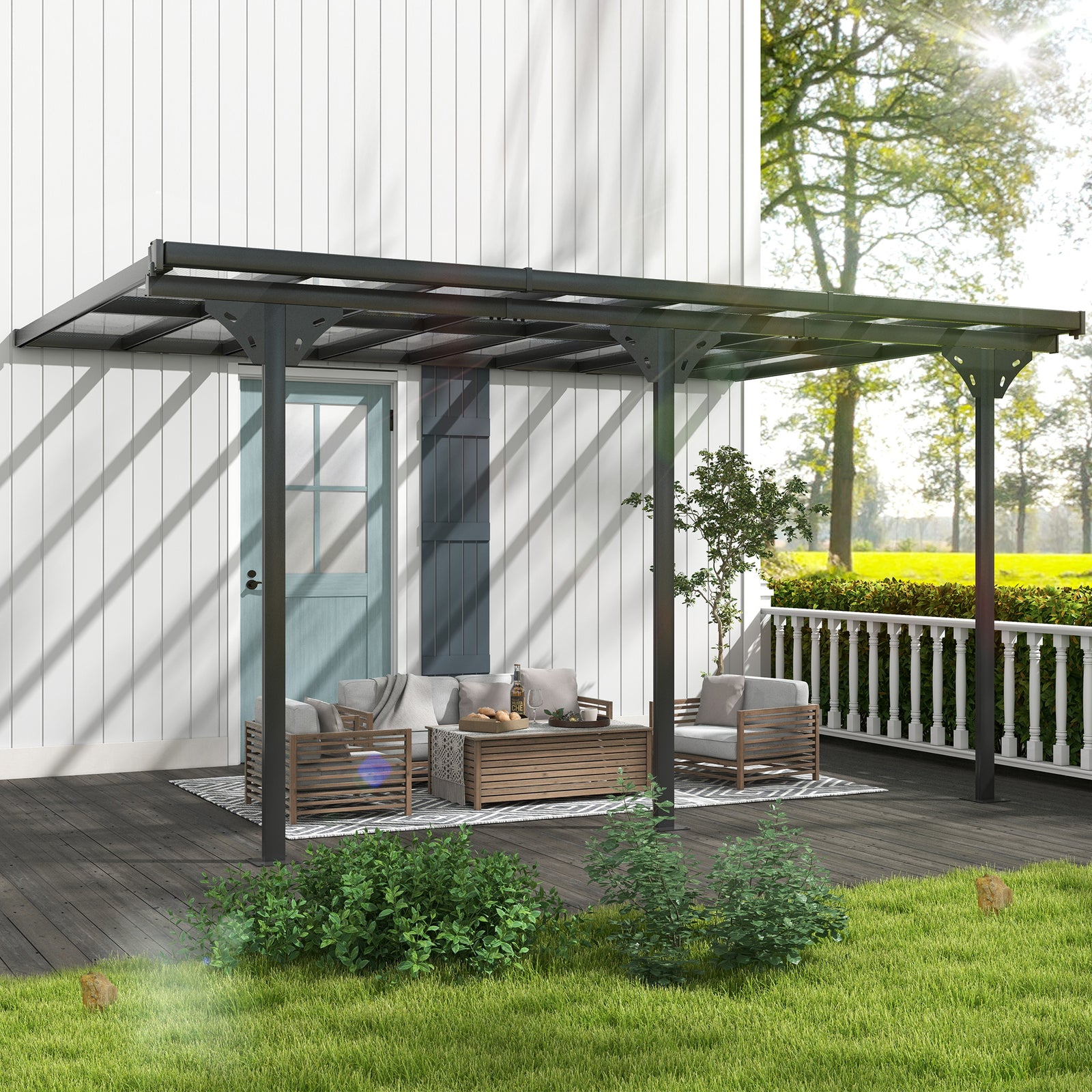 Outdoor Patio Gazebo Pergola, Aluminum Post, 4.35 X 3 M Roof