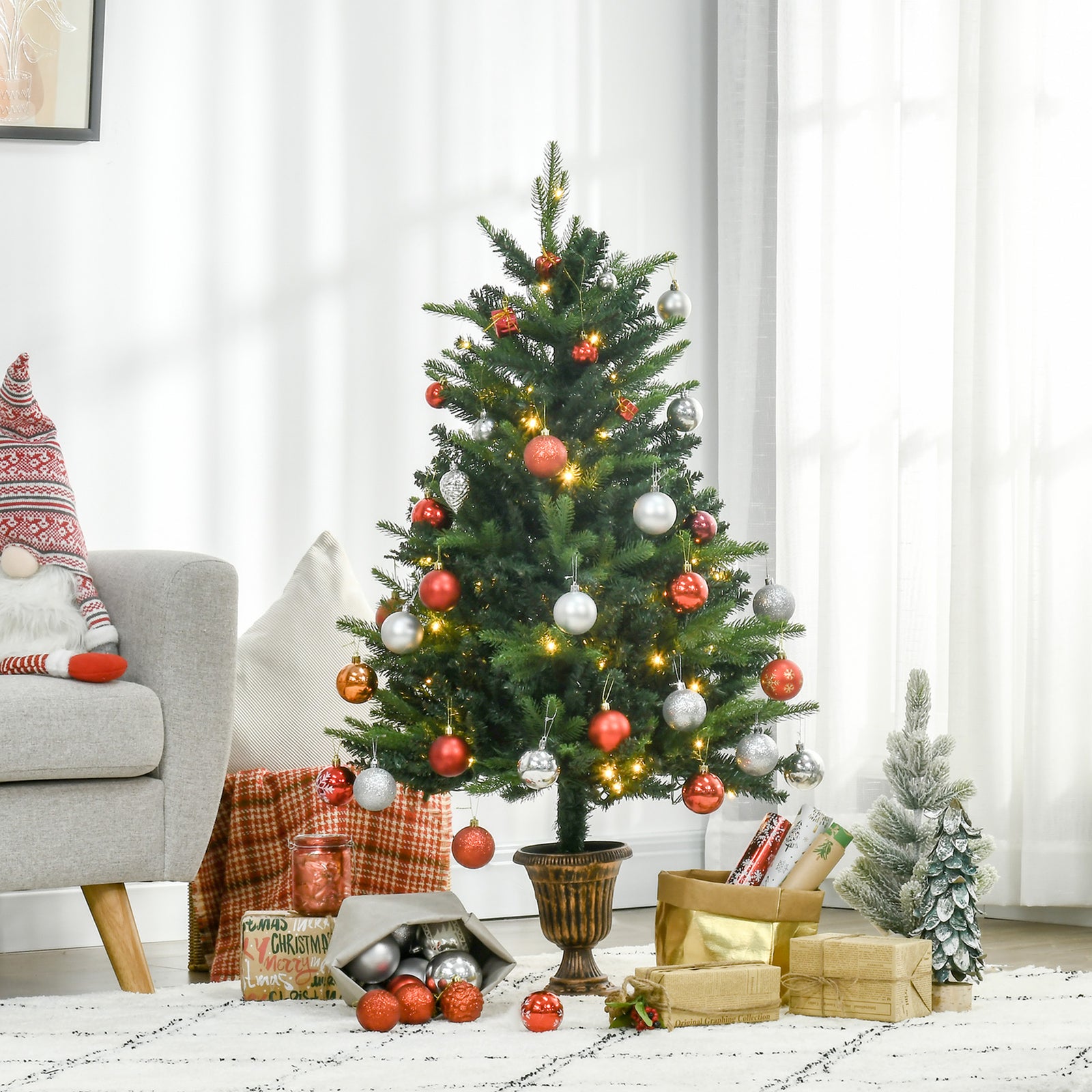 4ft Spruce Christmas Tree, Clear Led Lights