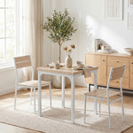 3 Pcs Compact Dining Table 2 Chairs Set | Oak
