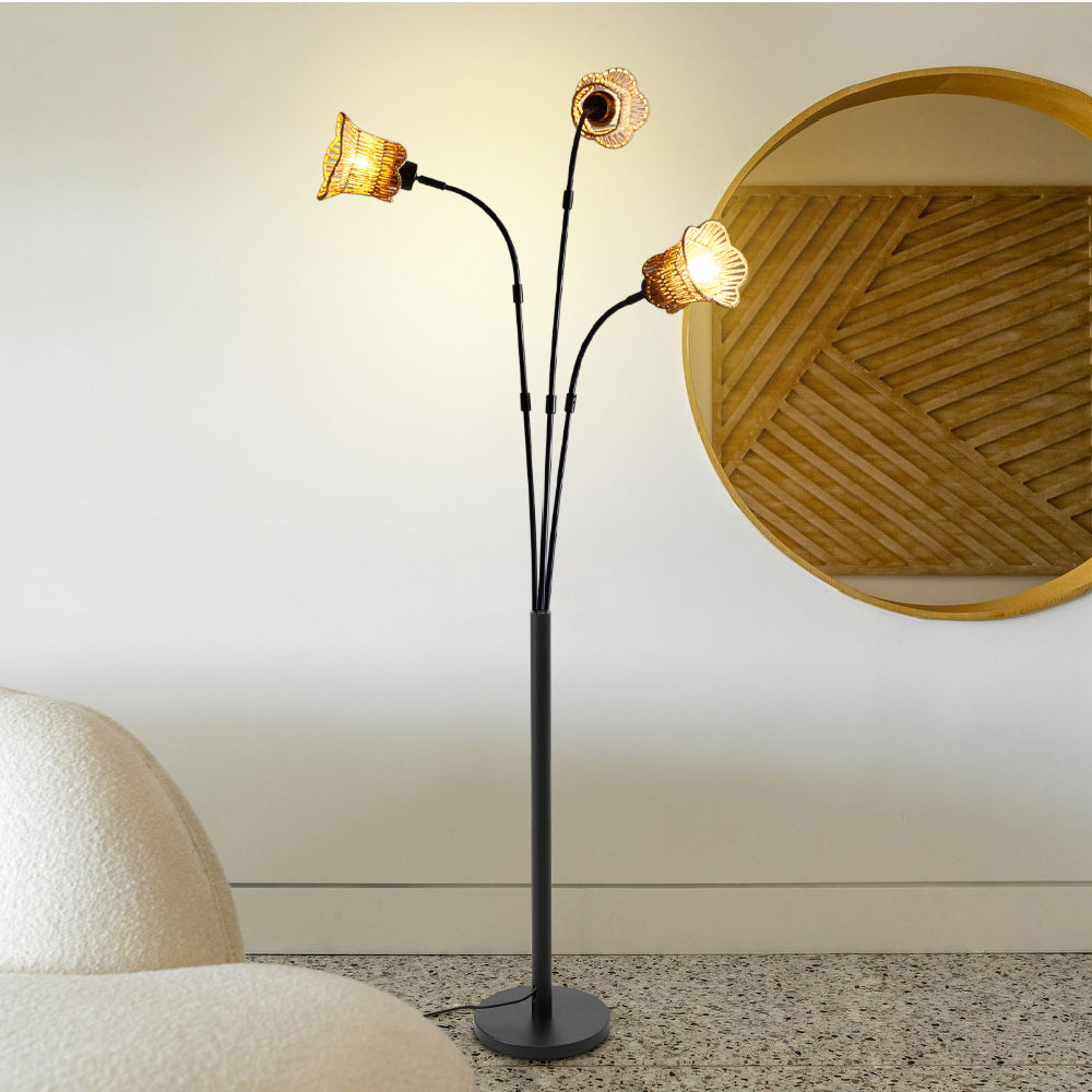 Paper Rope String-wrapped Lampshade Floor Lamp