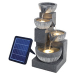 Outdoor Solar Power Garden Water Fountain Rockery Decor