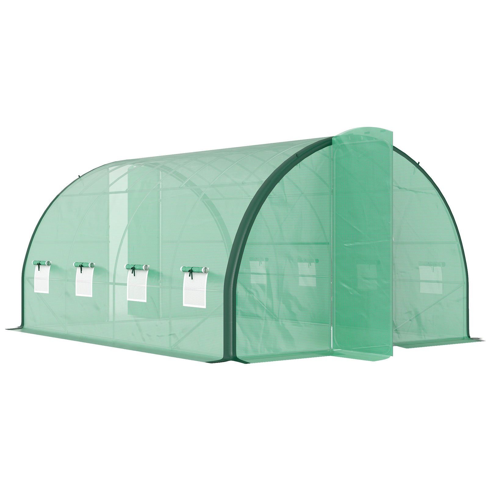 Tunnel Greenhouse, Upgraded Structure, Hinged Doors | Large | Green