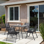5-piece Garden Dining Set, 4 Foldable Armchairs, Black