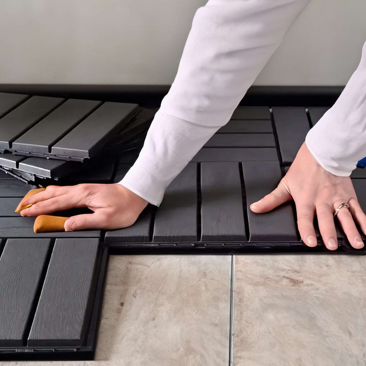 Polydeck Pvc Interlocking Decking Tiles - Black | Set of 1 | Black
