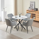 Elegant Seattle Dining Table Set With 4 Velvet Charlotte Chairs | Gray