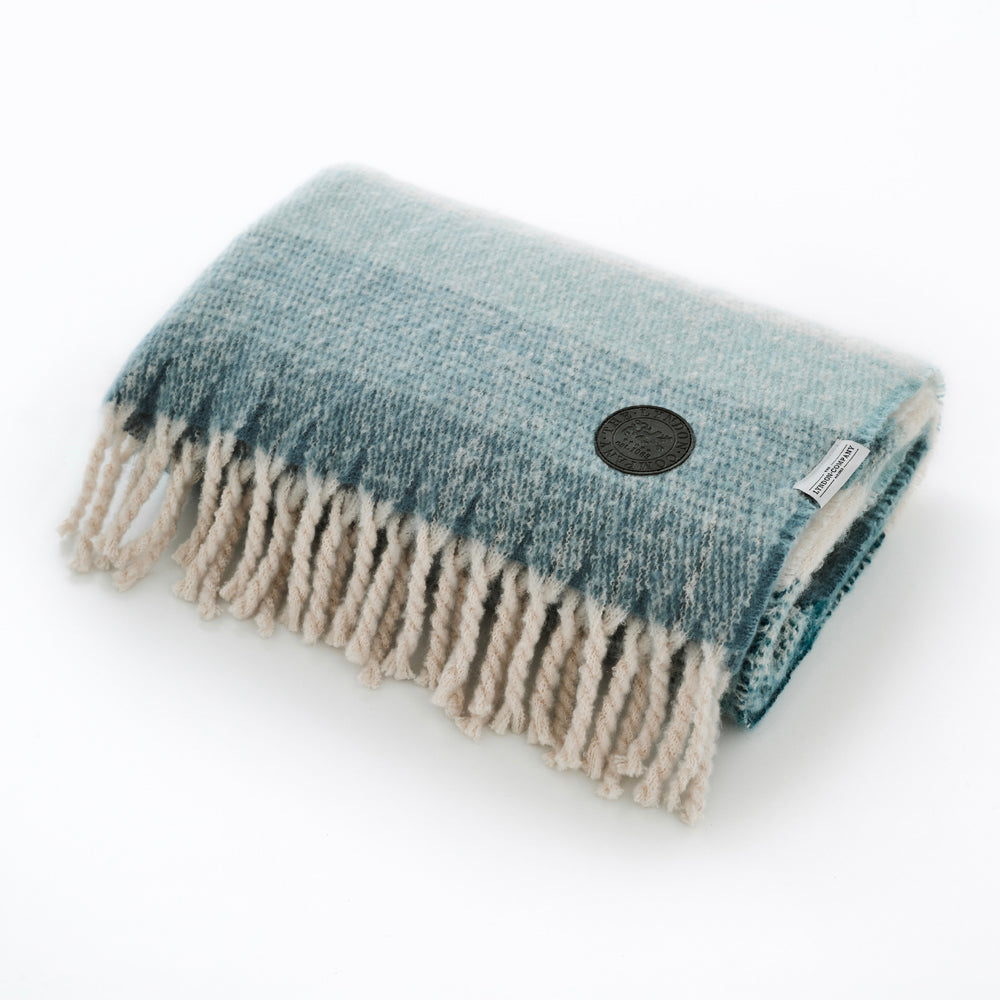 Rossendale Soft Jacquard 130x170cm Fringed Throw Blanket | 130cm x 170cm | Blue
