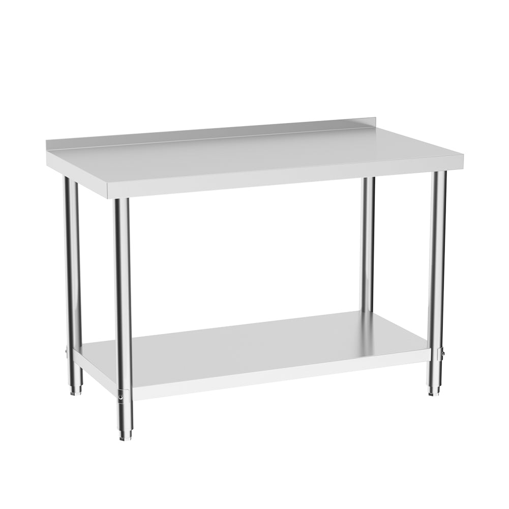 90cm/120cm/180cm×60cm×80cm H Commercial Kitchen Prep 2 Tier Work Stainless Steel Table With Backsplash | Medium