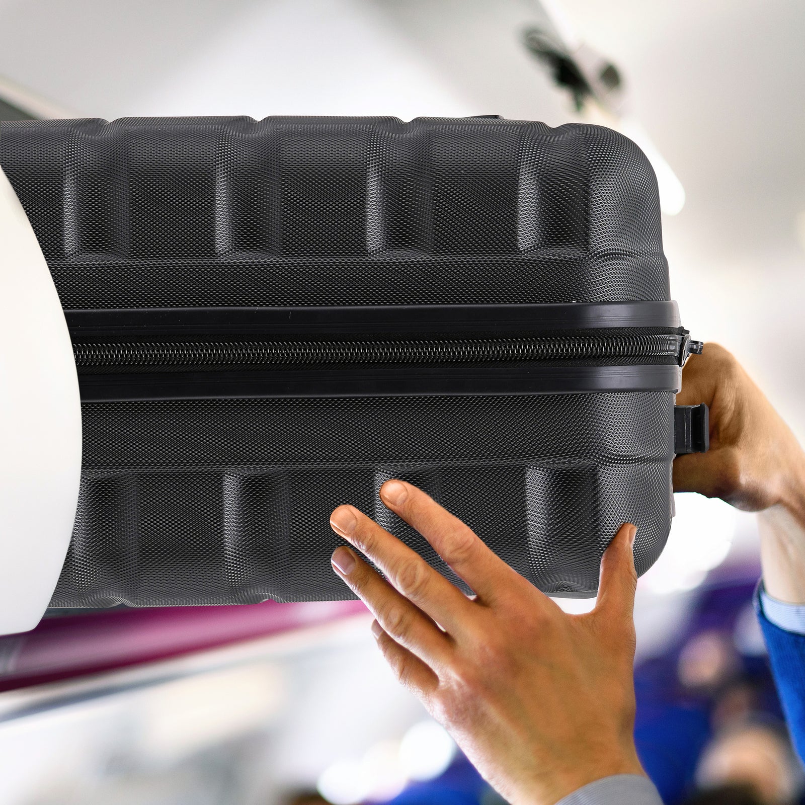 56x45x25cm Hard Cabin Suitcase - Lightweight 2-Wheel ABS Carry On Hand Luggage | Cabin | Black