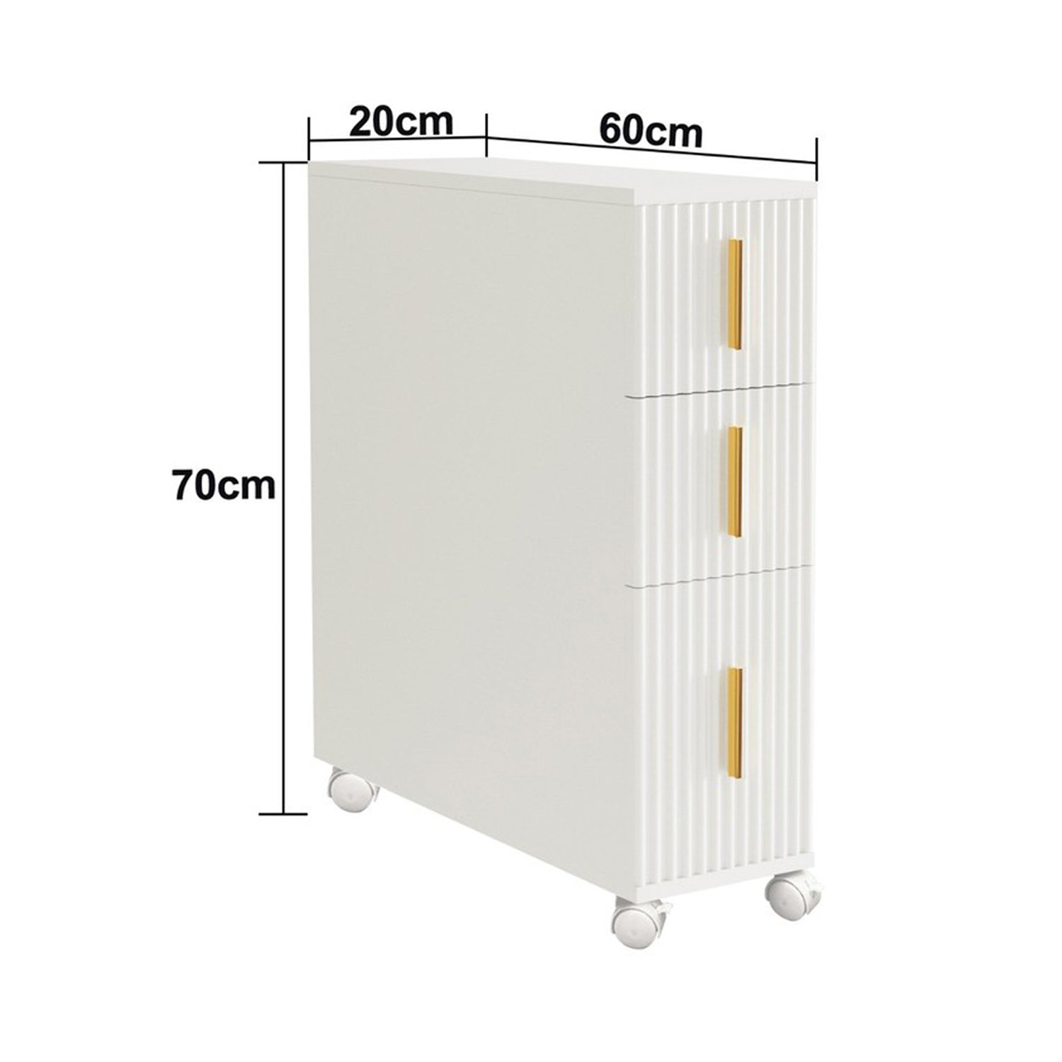 HYGRAD BUILT TO SURVIVE Slim Narrow Bathroom Storage Cabinet On Wheels – 3 Drawer Toilet Roll Holder Unit