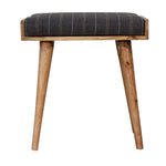 Solid Mango Wood Pewter Tweed Tray Style Footstool