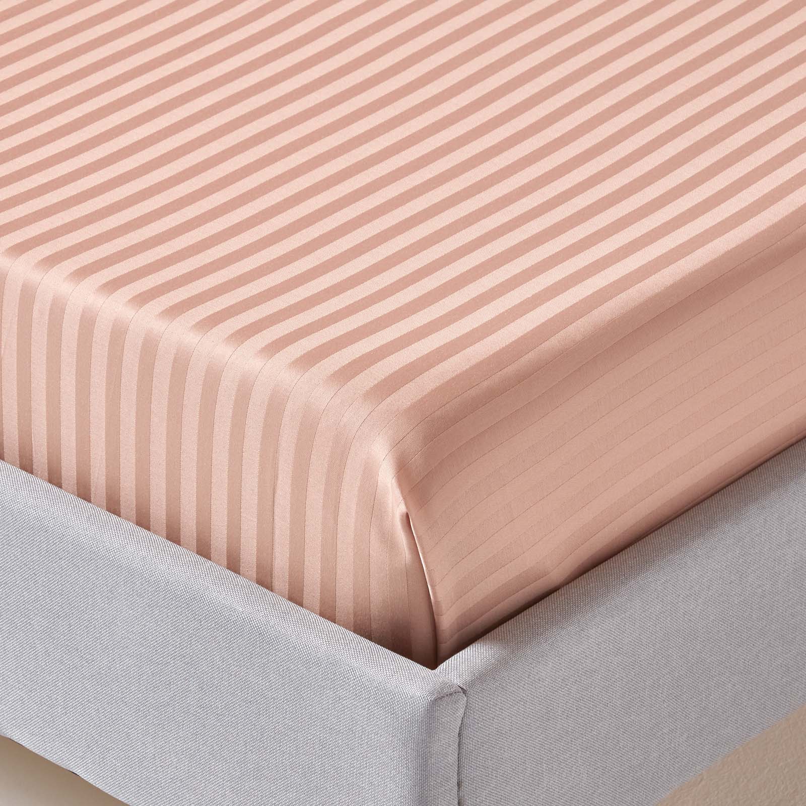 Egyptian Cotton Satin Stripe Flat Sheet 330 Tc | Super King | Taupe