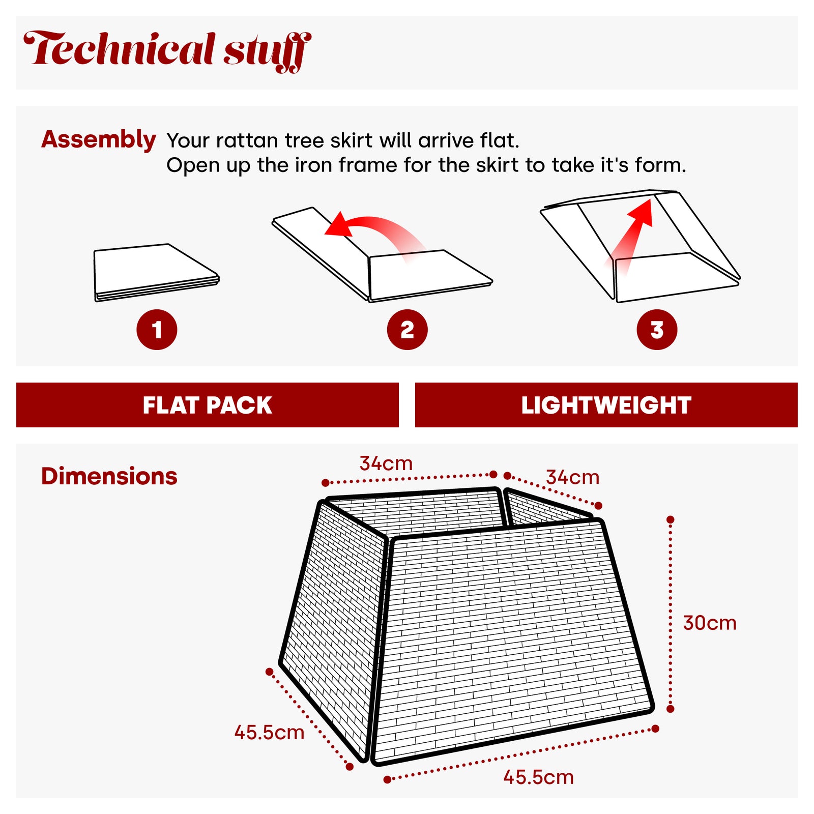 Rattan Christmas Tree Skirt Foldable Basket Decoration | Grey