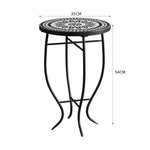 35cm Dia X 54cm H Outdoor Mosaic Accent Side Table Plant Stand | Black & White