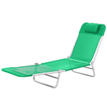 Sun Lounger Foldable Reclining Chair With Headrest | Dark Green