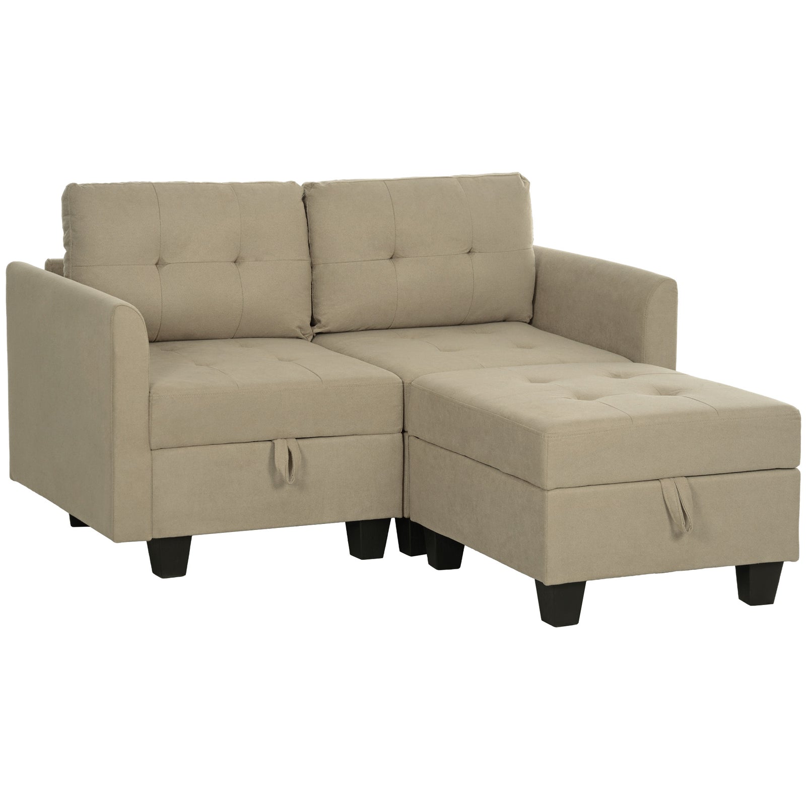 Convertible Modular Sectional Sofa With Storage Wood Frame | Medium | Brown