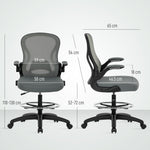 Draughtsman Chair Mesh Chair With Footrest | Charcoal Grey