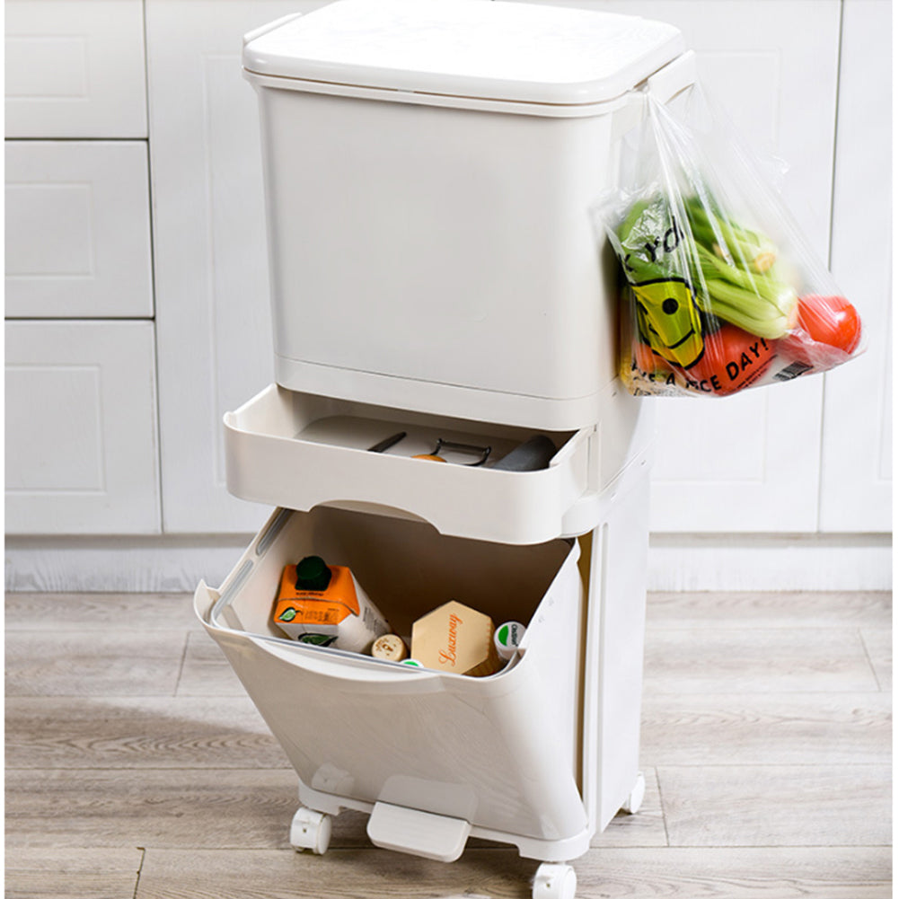 Rubbish Dustbin Recycling Bin Rubbish Trash Home Kitchen White | 42l | White
