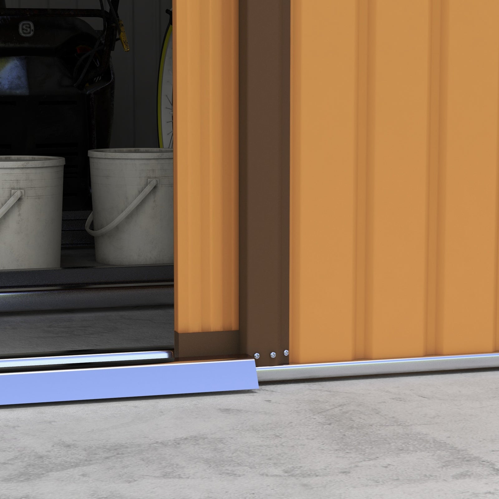 Garden Shed Storage Unit With Locking Door Floor Foundation | Large | Light Yellow