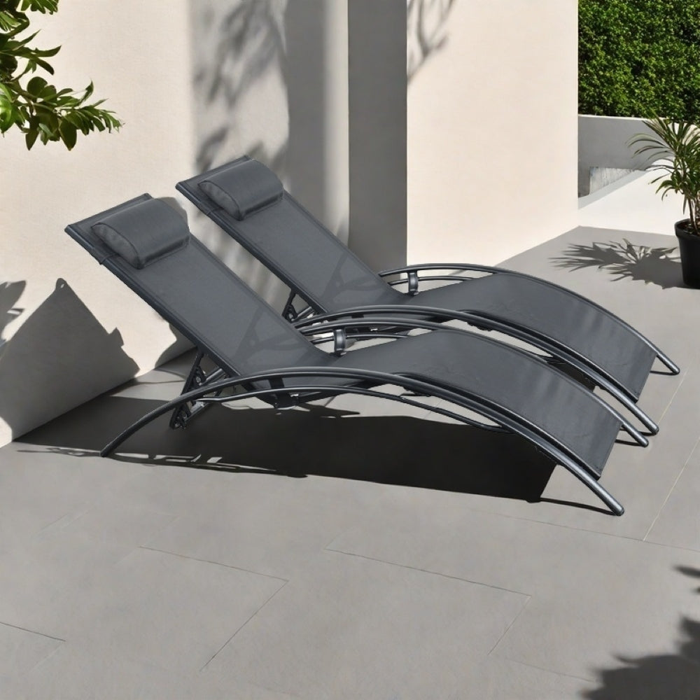 Pair Of Bali Sun Loungers | Set of 2 | Black