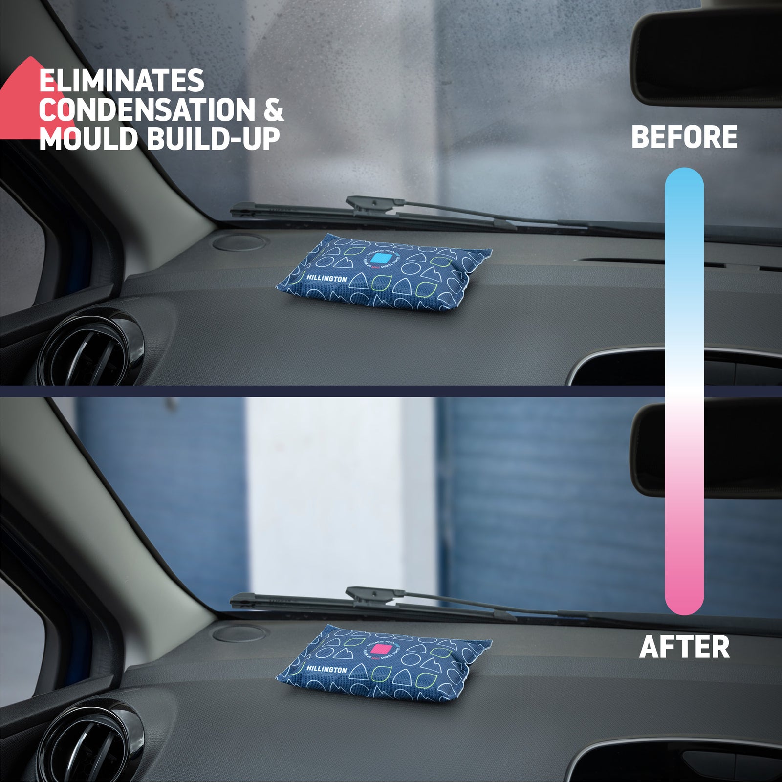 Hillington Reusable 250g Car Dehumidifier Bags 2 Pack with Silica Gel Packs