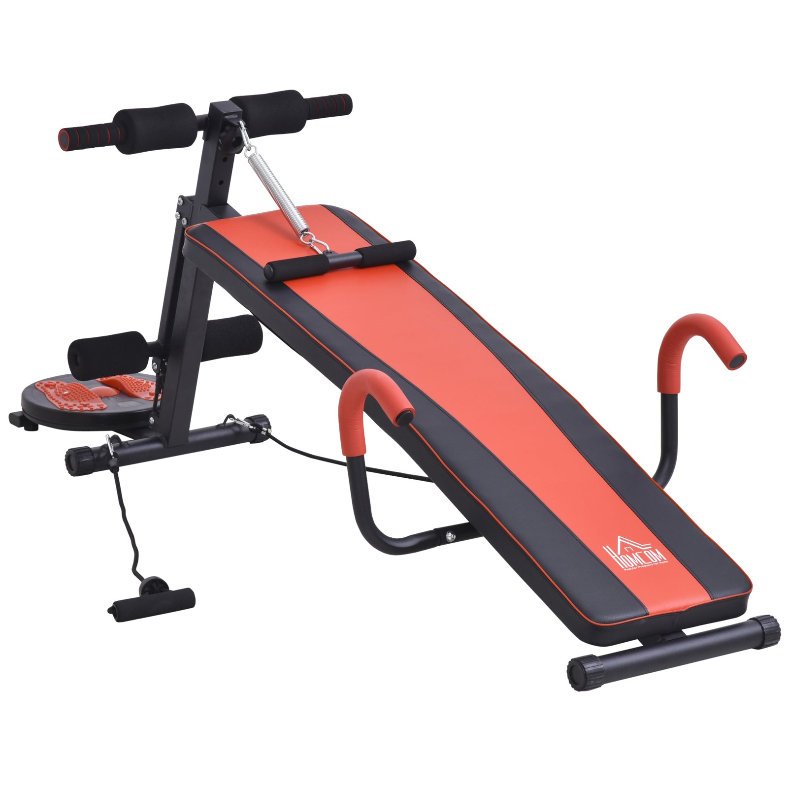 Sit Up Bench With Resistant Rope And Twist Disc | Black