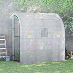 Walk-in Lean-to Greenhouse With Shelf 200x100x215cm | White