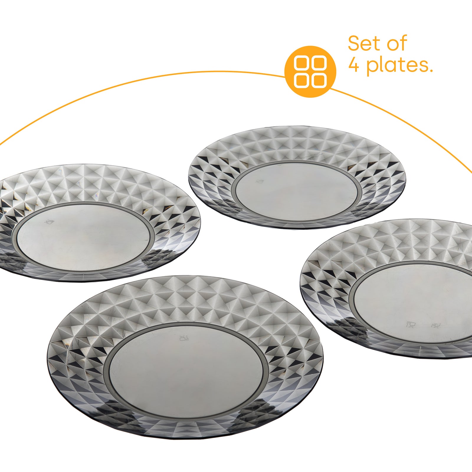 Prism Outdoor Dinner Plates Set Of 4 - Smoke Grey