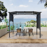 3x 3m/3x 4m Retractable Pergola With Pa-coated Polyester Canopy Outdoor Sun Shade Shelter With Steel Frame For Patio | 3m x 3m | Dark Grey