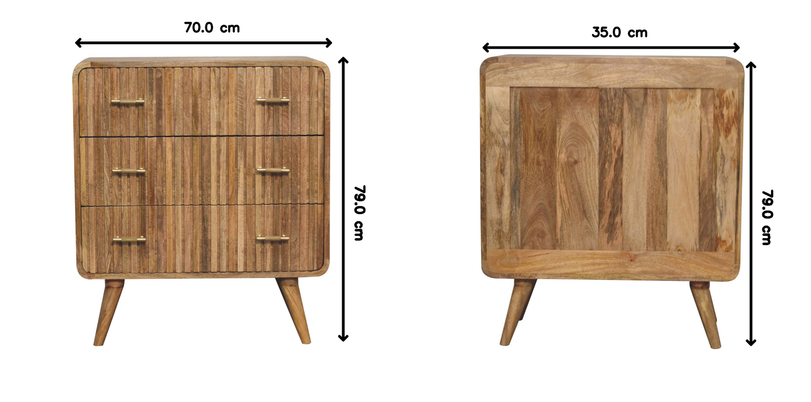 Solid Mango Wood T-bar Ridged Chest