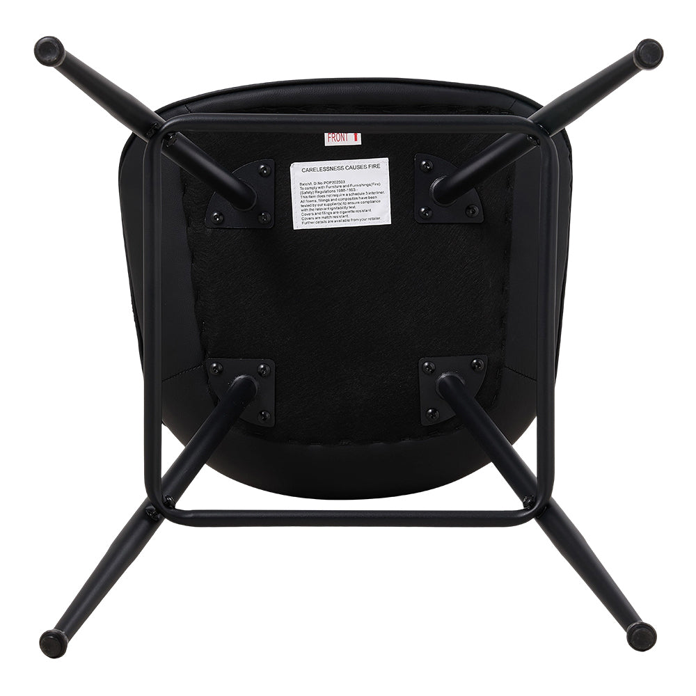 Set Of 2 Modern Pu Leather Bar Stools With Backrest – Padded Seat, Metal Legs