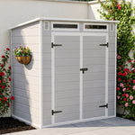 6 X 4ft Outdoor Garden Pent Roof Tool Storage Shed | Light Grey